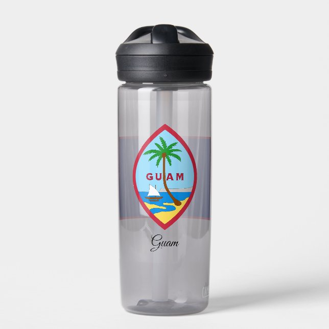 Botella De Agua Bandera Guam, Guamaian, Estados Unidos Patriótico, (Delante)
