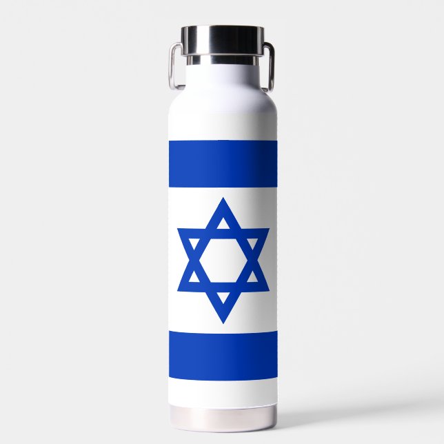 Botella De Agua Bandera israelí azul y blanco moderno patriótico (Delantero)