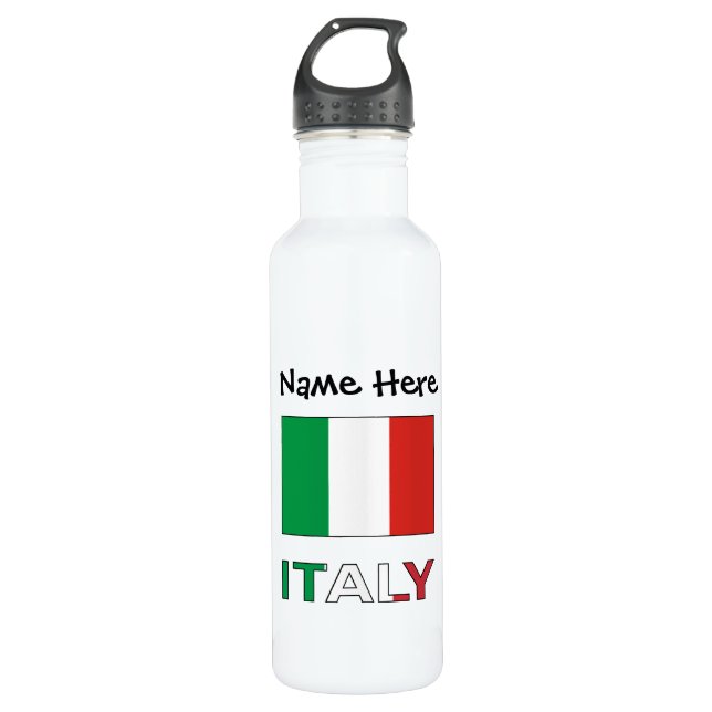 Botella De Agua Bandera italiana con su nombre (Anverso)