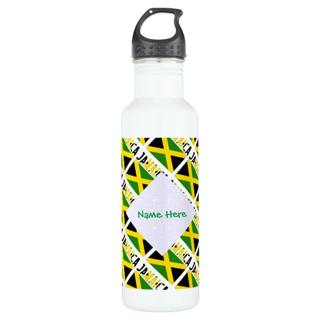 Botella De Agua Bandera jamaiquina y Jamaica cubierta y personaliz (Anverso)