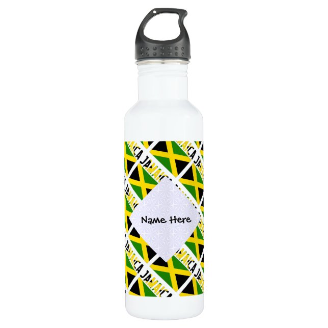 Botella De Agua Bandera jamaiquina y Jamaica cubierta y personaliz (Anverso)