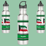 Botella De Agua Bandera kuwaití personalizada de vuelta a la escue<br><div class="desc">Bandera kuwaití personalizada de vuelta a la escuela botella de agua de acero inoxidable. Personalizar con tu nombre para una moda de aspecto jovial.</div>