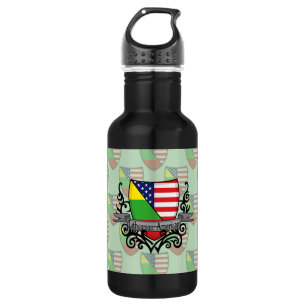 Botella De Agua Bandera Lituano-Americana del escudo