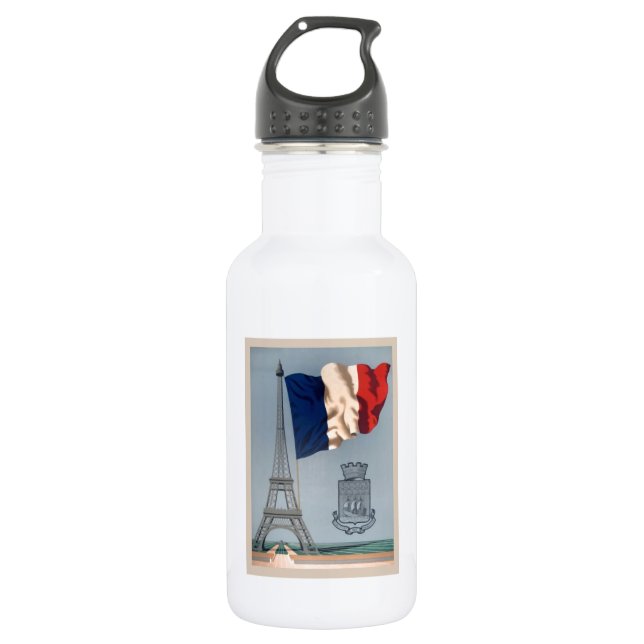 Botella De Agua Bandera nacional francesa y Torre Eiffel (Anverso)