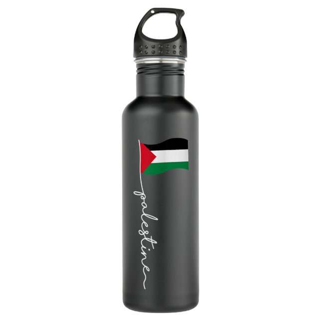 Botella De Agua Bandera Palestina Con Nombre Palestino (Anverso)