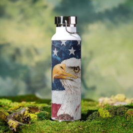 Botella De Agua Bandera Patriótica de Estados Unidos Bald Eagle