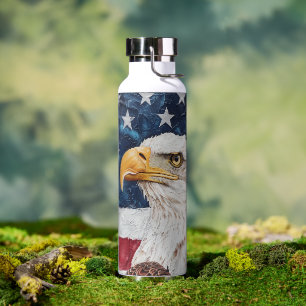 Botella De Agua Bandera Patriótica de Estados Unidos Bald Eagle
