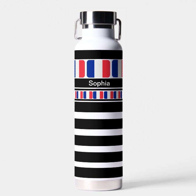 Botella De Agua Bandera patriótica de Francia personalizada (Delantero)