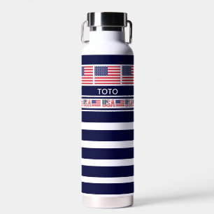 Botella De Agua Bandera Patriótica Personalizada de los Estados Un