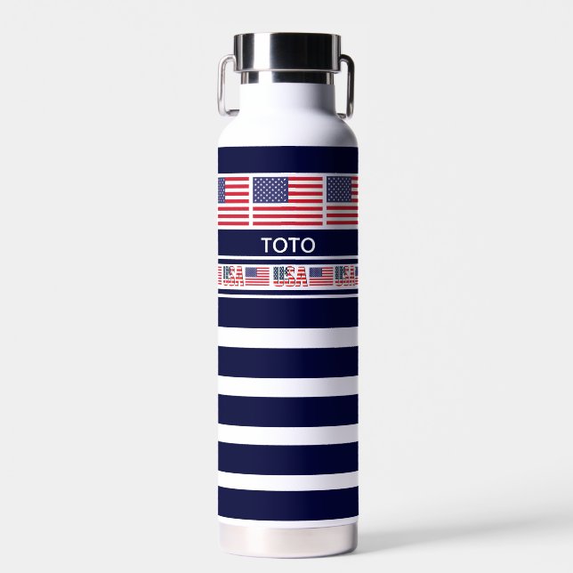 Botella De Agua Bandera Patriótica Personalizada de los Estados Un (Delantero)