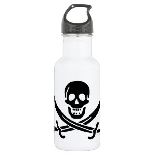 Botella De Agua Bandera pirata calavera espadas cruzadas