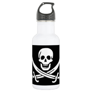 Botella De Agua Bandera Pirata Calavera Espadas Cruzadas