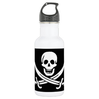 Botella De Agua Bandera Pirata Calavera Espadas Cruzadas