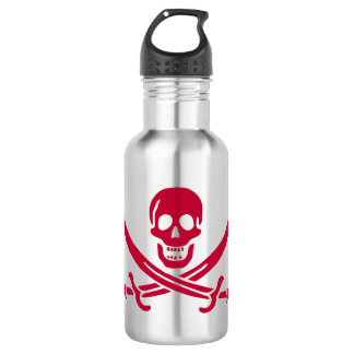Botella De Agua Bandera pirata de Crimson Skull & Swords Jack en C
