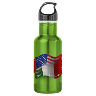 Botella De Agua Bandera que agita Italiano-Americana