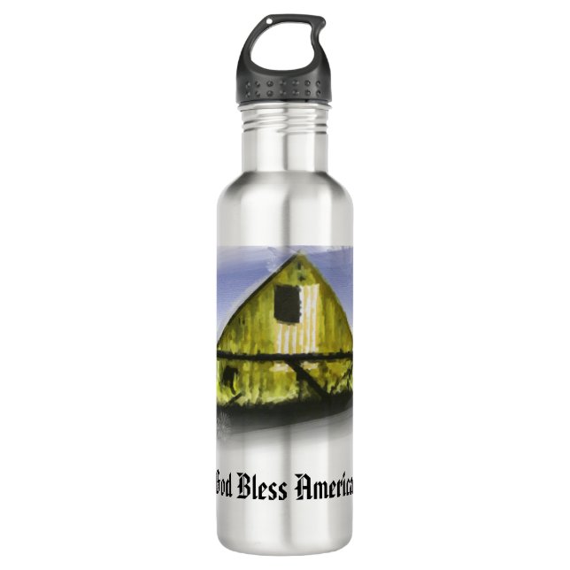 Botella De Agua *~* Bandera USA Wood Barn DIOS BLESS AMERICA AP16 (Anverso)