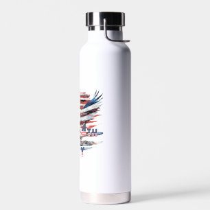Botella De Agua Bandera y águila de los Estados Unidos. Independen