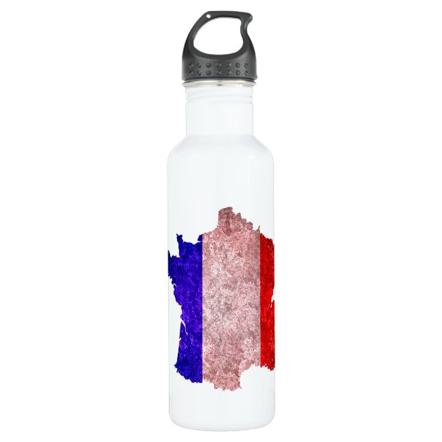 Botella De Agua Bandera y mapa de Francia (Anverso)