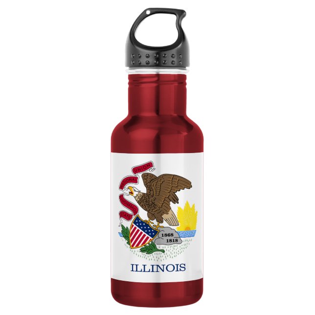 Botella De Agua Bandera y Sello de Illinois (Anverso)