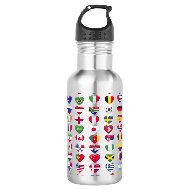 Botella De Agua Banderas de los países forma del corazón (Anverso)