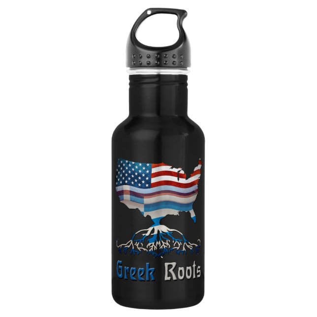 Botella De Agua Banderas griegas americanas (Anverso)