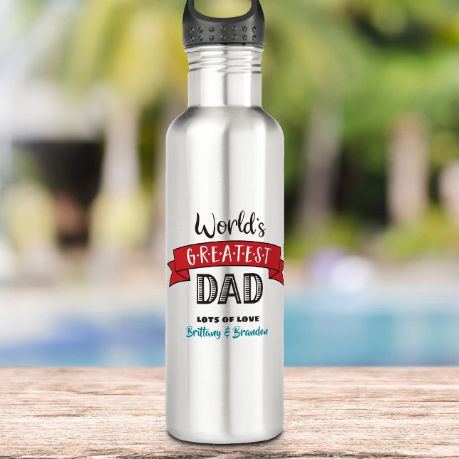 Botella De Agua Banner rojo de papá más grande del mundo Guay negr (Subido por el creador)