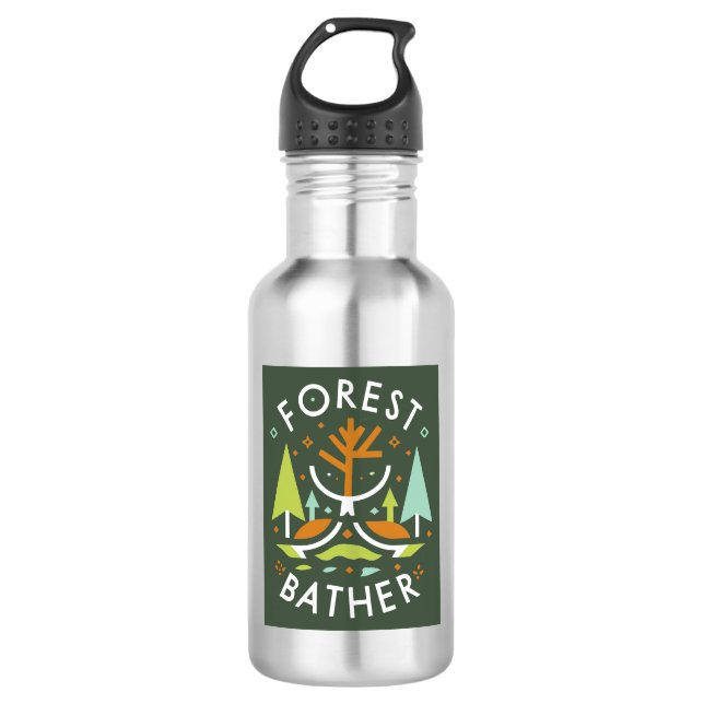 Botella De Agua Baño en el bosque cubista (Anverso)
