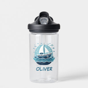 Botella De Agua Barco de vela azul lindo