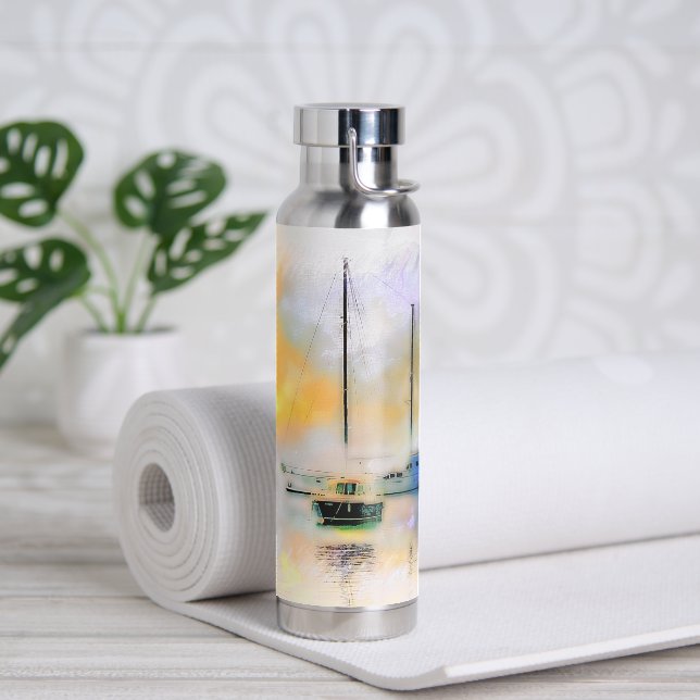 Botella De Agua barcos al atardecer   (Yoga)