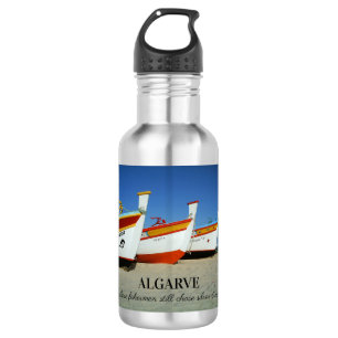 Botella De Agua Barcos de pesca en la foto de playa del Algarve