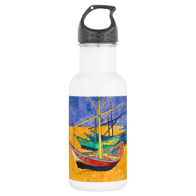 Botella De Agua Barcos de Van Gogh Impresionismo Playa (Anverso)