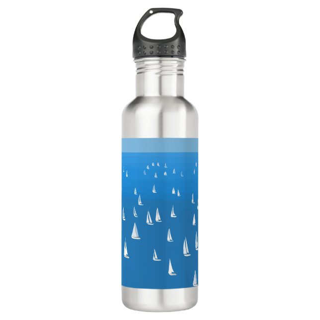 Botella De Agua Barcos de vela en el mar azul profundo - Regatta (Anverso)