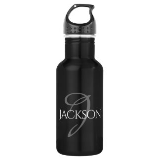 Botella De Agua Barra personalizado | Simple Classic Monograma Nom