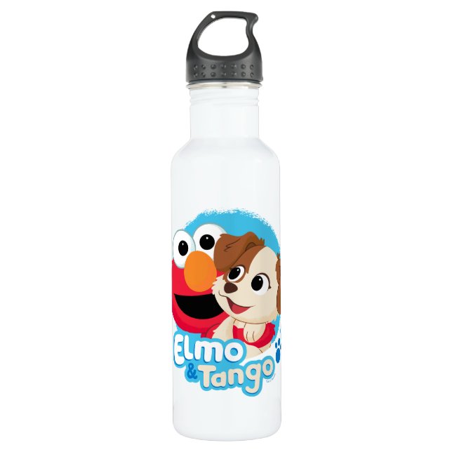 Botella De Agua Barrio Sésamo | Insignia Elmo y Tango (Anverso)