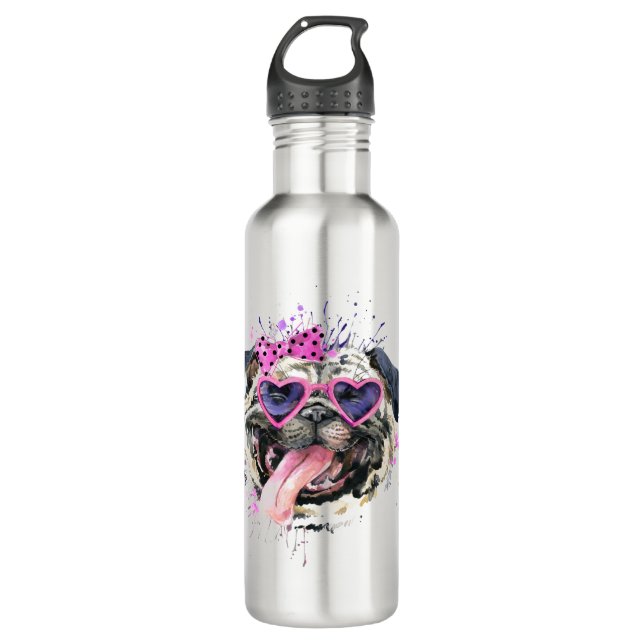 Botella De Agua Barro amasado rosado lindo de la acuarela (Anverso)