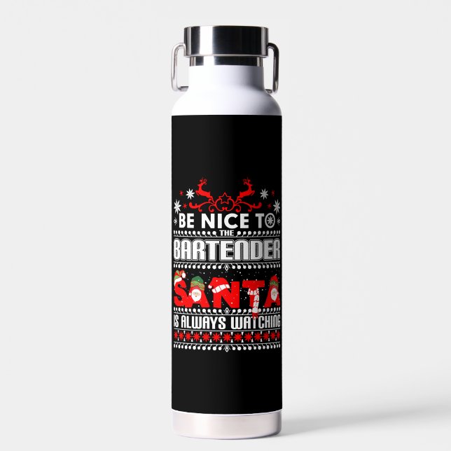 Botella De Agua Bartender Navidades feos suéter regalo Funny Barte (Delantero)