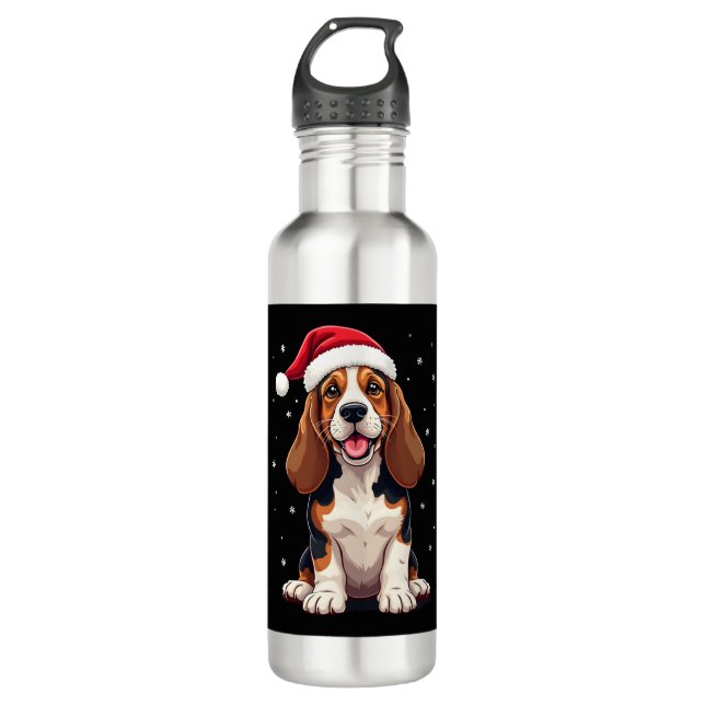 Botella De Agua Basset Hound Christmas Tank Top (Anverso)