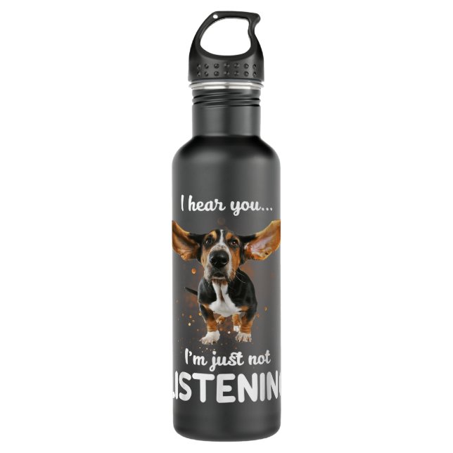 Botella De Agua Basset Hound Escucho que no estás escuchando (Anverso)