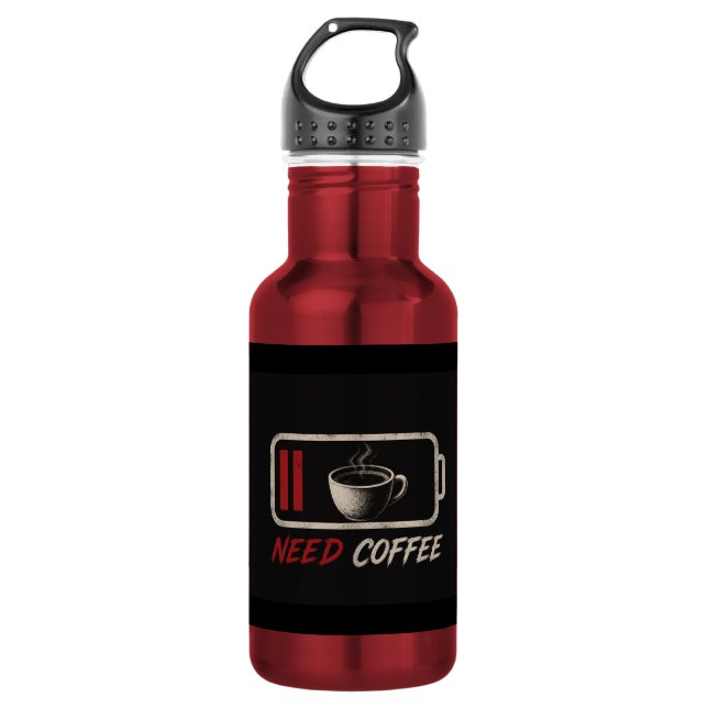 Botella De Agua Batería Baja Necesito Café – (Anverso)