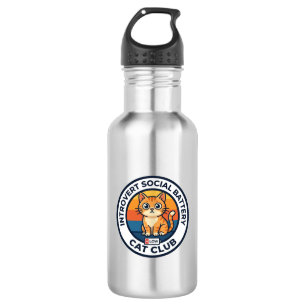 Botella De Agua Batería Social de Introvertido Gato Diseño de Gati