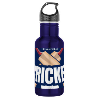 Botella De Agua Bates de cricket con pelota y texto escrito