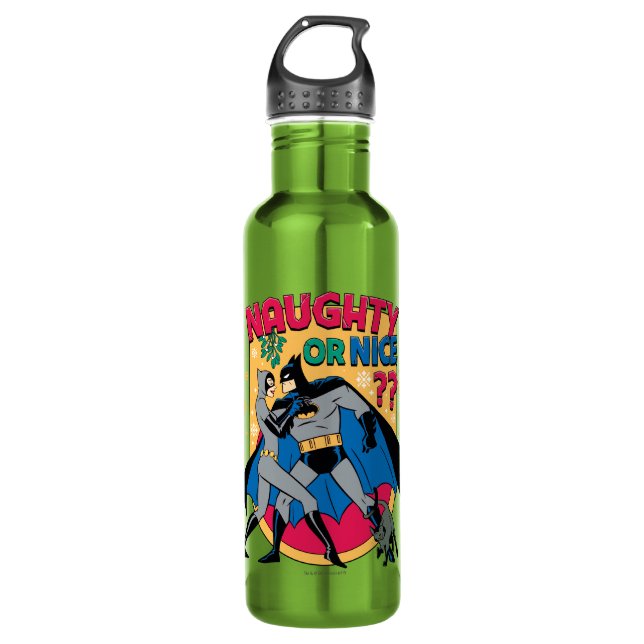Botella De Agua Batman | Capataz De Mistletoe Naughe O Niza (Anverso)