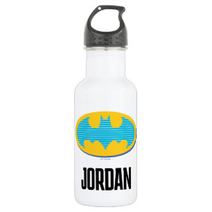 Botella De Agua Batman   Símbolo de franjas cian
