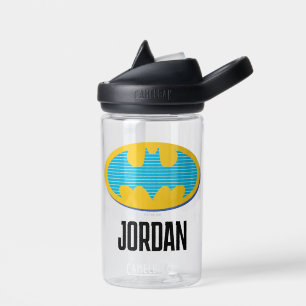 Botella De Agua Batman   Símbolo de franjas cian