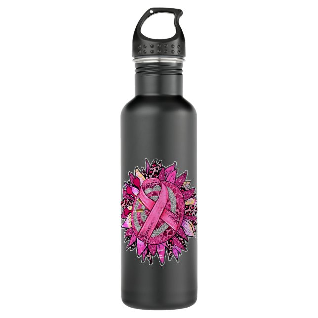 Botella De Agua BC Leopard Pink Out Darts Abordan El Cáncer De Mam (Anverso)