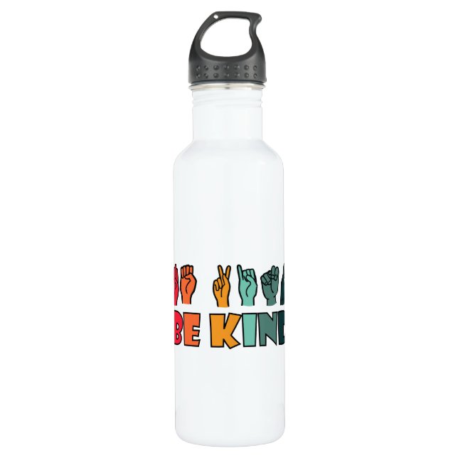 Botella De Agua Be Kind ASL American Rótulo Language (Anverso)