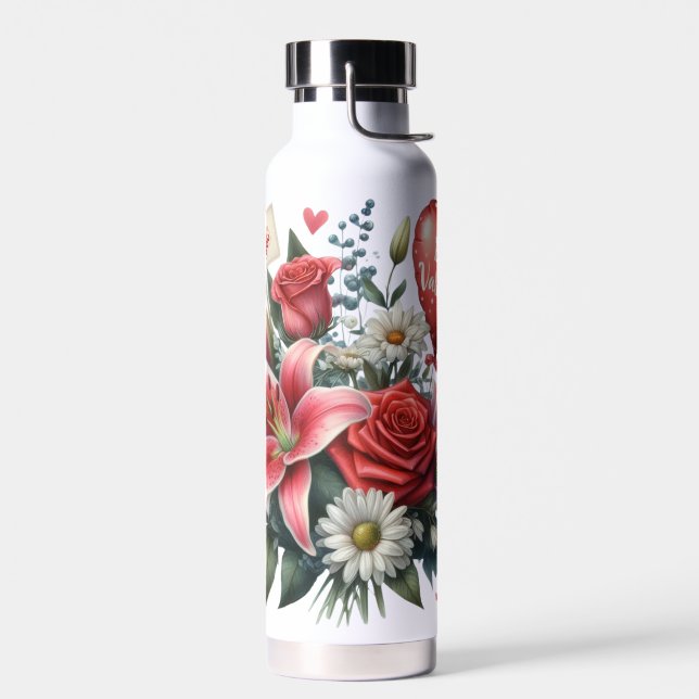 Botella De Agua Be Mine Valentine floral/corazón (Izquierdo)