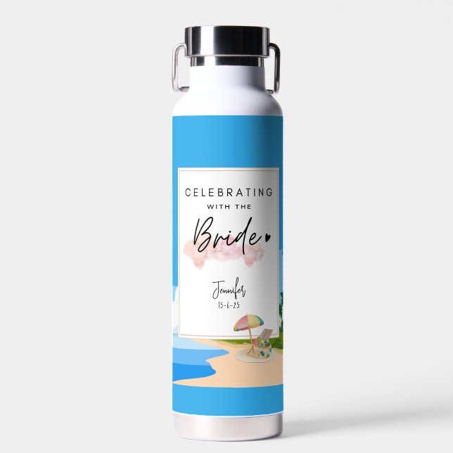 Botella De Agua Beach Bachelorette | Fiesta Hens personalizado (Delantero)