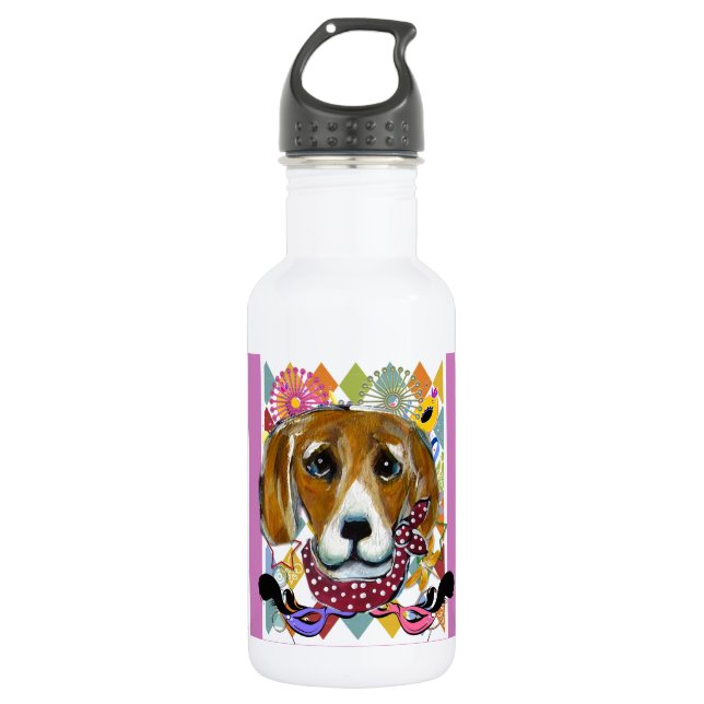 BOTELLA DE AGUA BEAGLE DE MARDI GRAS (Anverso)