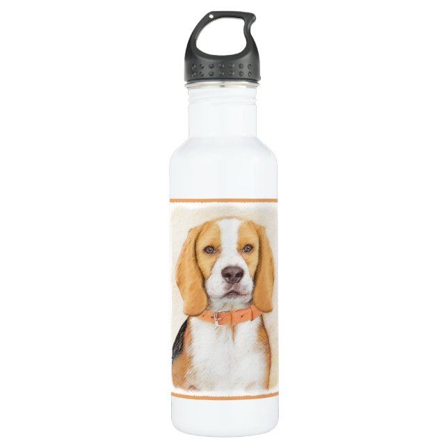 Botella De Agua Beagle Hound Dog Pintura original de animales (Anverso)